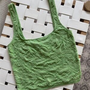Anthropologie Green Floral Tank Top